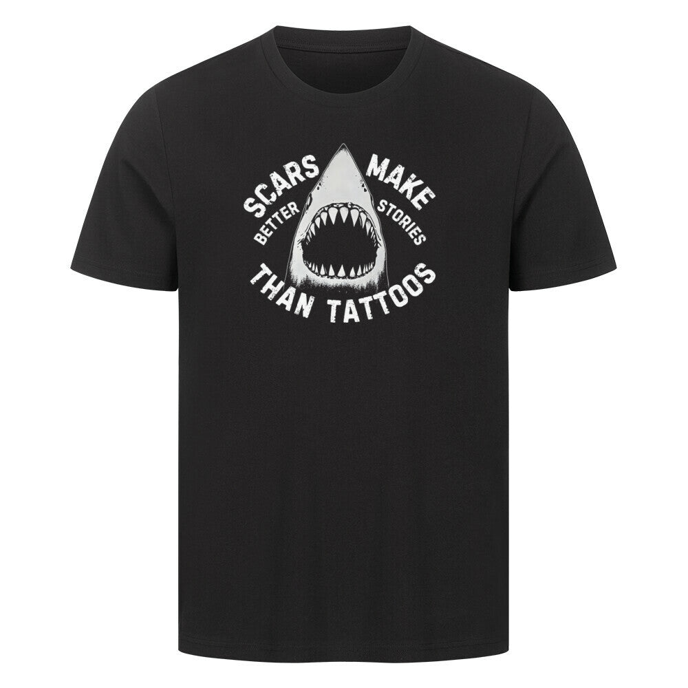 Taucher T-Shirt mit aggressivem Hai in schwarz