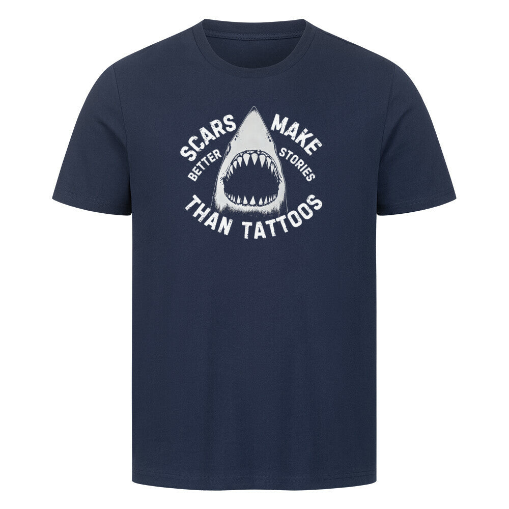 Taucher T-Shirt mit aggressivem Hai in blau
