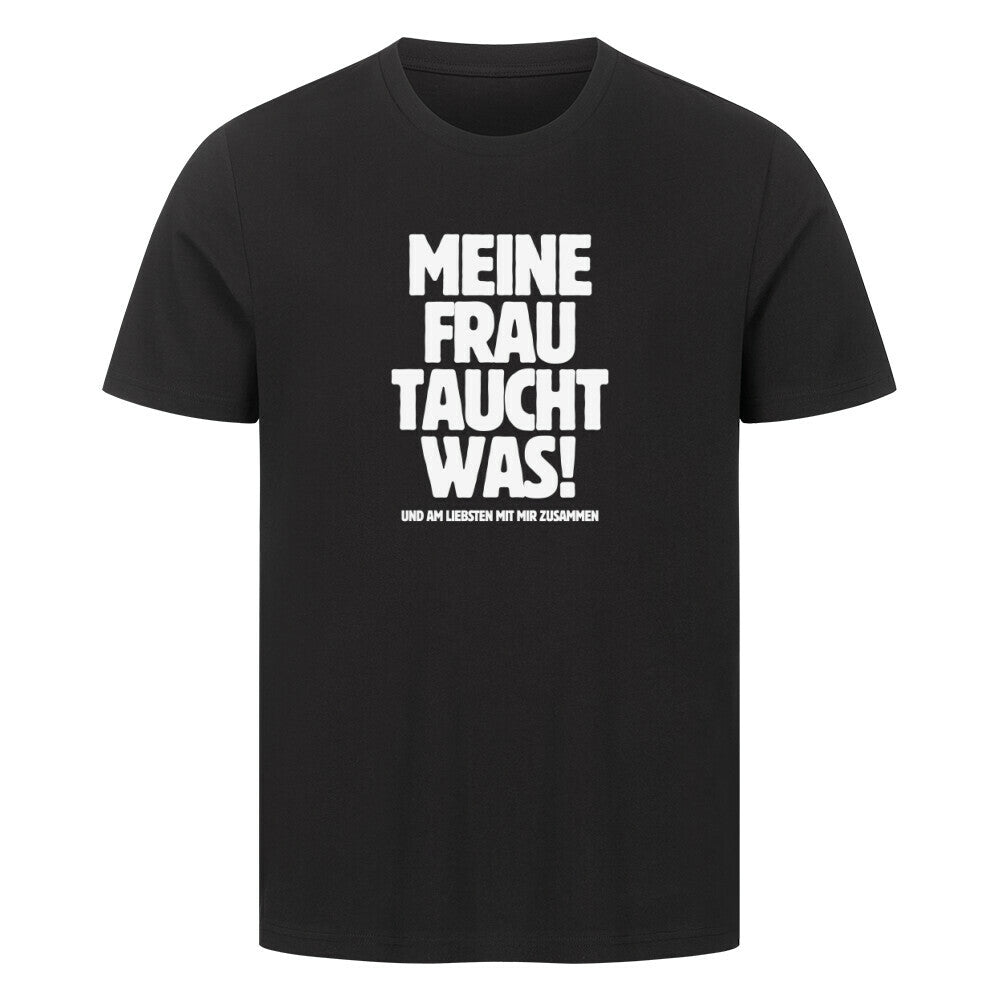 Lustiges Taucher T-Shirt "Mann taucht was" in schwarz