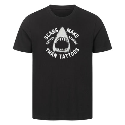 Taucher T-Shirt mit aggressivem Hai in schwarz