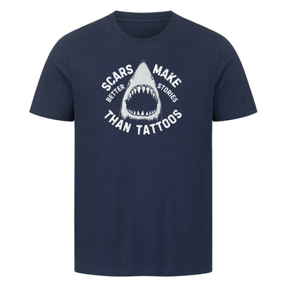 Taucher T-Shirt mit aggressivem Hai in blau