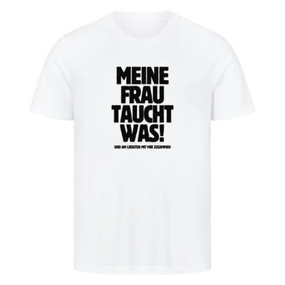 Lustiges Taucher T-Shirt "Mann taucht was" in weiß
